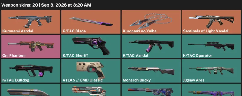 Valorant account inventory for LVL 142 · Tac Blade & Kuronami no Yaiba & 20 Skins K