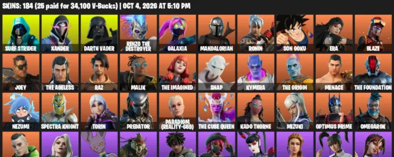 Fortnite account inventory for Surf Strider - Xander - 120 Outfits