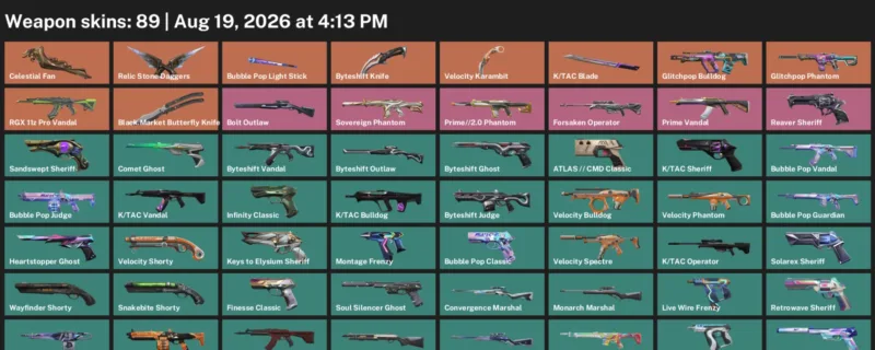 Valorant account inventory for LVL 433 · Velocity Karambit & Tac Blade