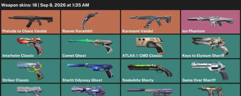Valorant account inventory for LVL 238 · Reaver Karambit & Game Over Sheriff