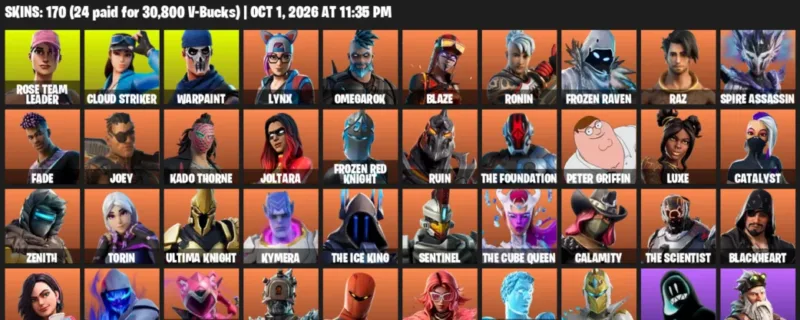 Fortnite account inventory for Rose Team Leader - Cloud Striker - 120 Outfits