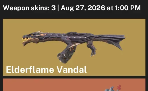 Valorant account inventory for LVL 61 · 3 Skins Elderflame Vandal & Elderflame Vandal & Equilibrium