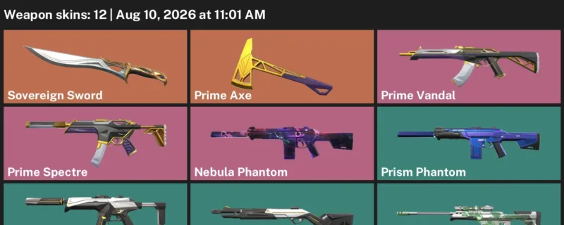 Valorant account inventory for LVL 32 · Prime Axe & Nebula Phantom