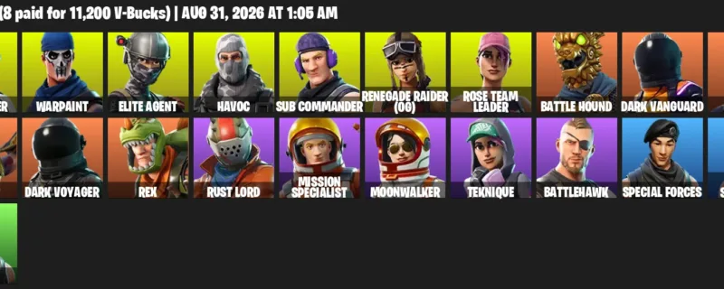 Fortnite account inventory for LVL 163 - Trailblazer - Warpaint - 21 Outfits