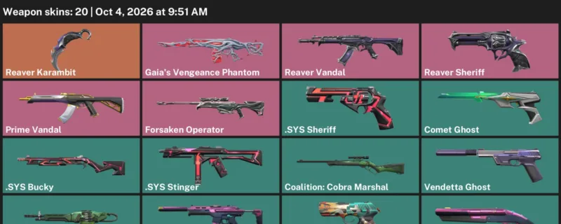 Valorant account inventory for LVL 102 · Reaver Karambit & Sys Sheriff