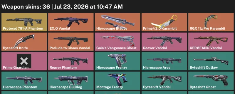 Valorant Accounts listing: LVL 89 · Byteshift Knife & Prime//2.0 Karambit · 36 Skins - Silver 2, 36 skins