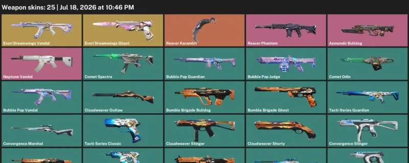 Valorant Accounts listing: LVL 45 · Reaver Karambit · 25 Skins - Bronze 2, 25 skins