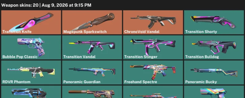 Valorant account inventory for LVL 150 · Transition Knife & ChronoVoid Vandal