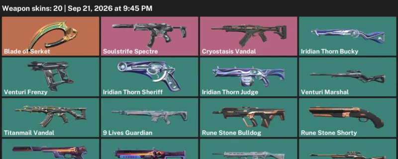 Valorant account inventory for LVL 54 · Blade of Serket & 9 Lives Phantom