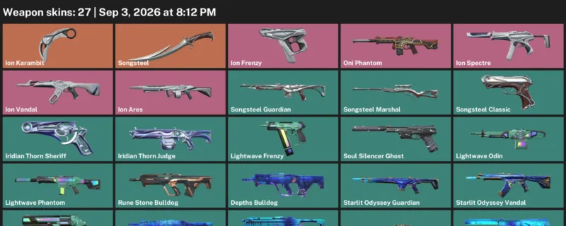 Valorant account inventory for LVL 92 · Ion Karambit & Depths Vandal