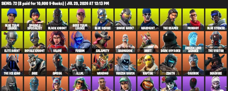 Fortnite Accounts listing: LVL 815 - Blue Team Leader - Sparkle Specialist - 72 Outfits - 72 outfits