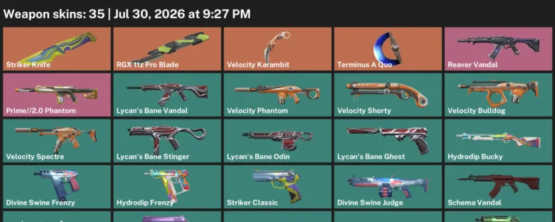 Valorant Accounts listing: LVL 163 · RGX 11z Pro Blade & Striker Knife · 35 Skins - Bronze 1, 35 skins
