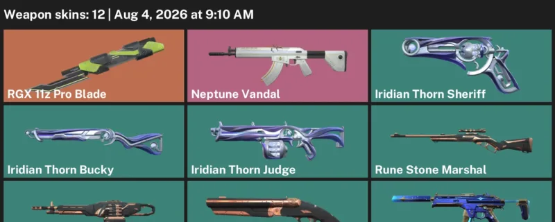 Valorant account inventory for LVL 26 · RGX 11z Pro Blade & Neptune Vandal