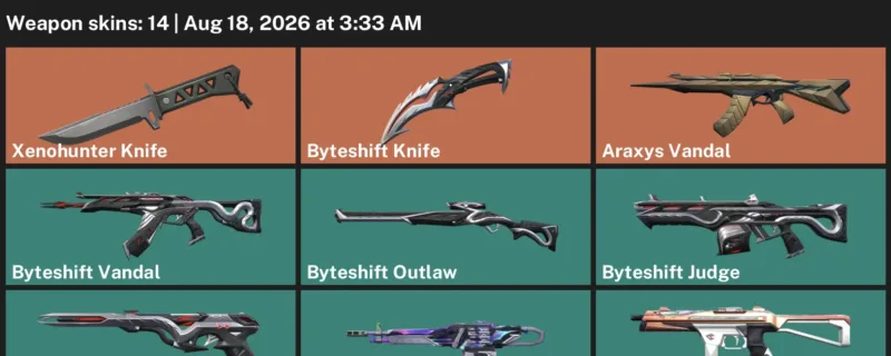 Valorant account inventory for LVL 40 · Xenohunter Knife & Araxys Vandal
