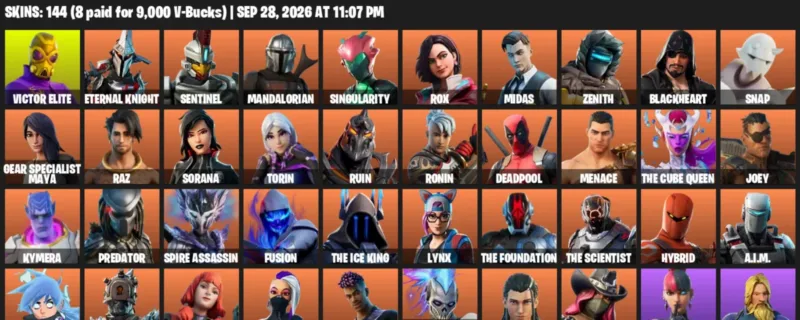 Fortnite account inventory for Victor Elite - Eternal Knight - 120 Outfits
