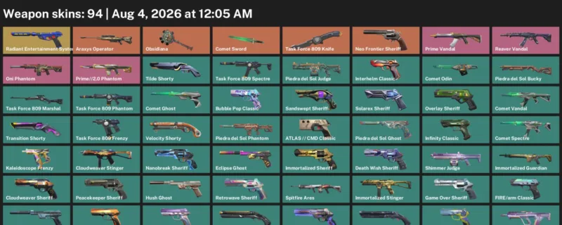 Valorant account inventory for LVL 630 · Araxys Operator & Task Force 809 Knife