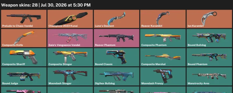 Valorant Accounts listing: LVL 53 · Champions 2023 Kunai & Composite Knife · 28 Skins - Iron 1, 28 skins