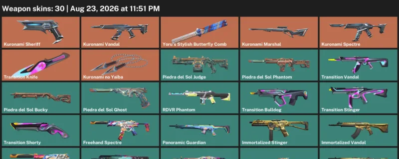 Valorant account inventory for LVL 68 · Kuronami no Yaiba & Transition Knife