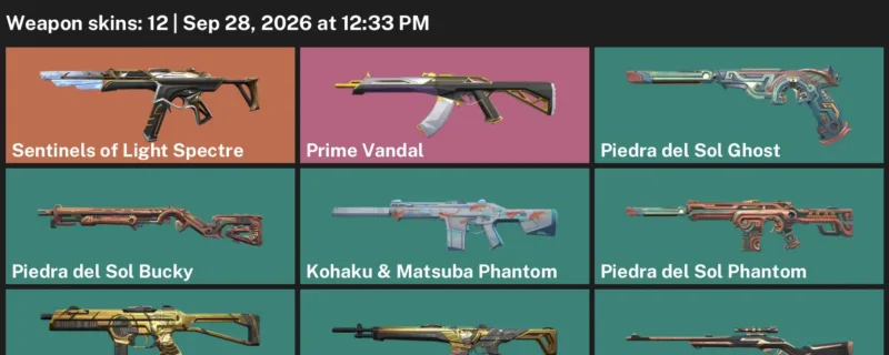 Valorant account inventory for LVL 29 · Piedra del Sol Phantom & Kohaku & Matsuba Phantom