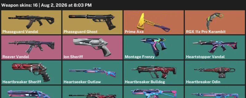 Valorant account inventory for LVL 59 · RGX 11z Pro Karambit & Heartbreaker Sheriff
