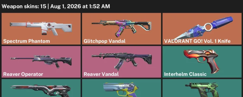 Valorant account inventory for LVL 200 · Glitchpop Vandal & Game Over Sheriff
