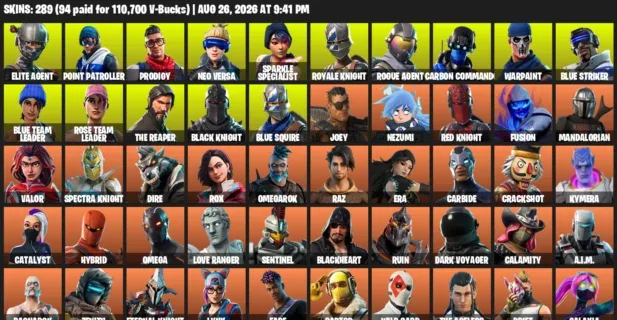 Fortnite account inventory for LVL 2199 - Elite Agent - Point Patroller - 289 Outfits