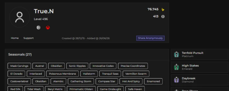 LVL 496, Obsidian, Champion, Diamond, Old Pro League