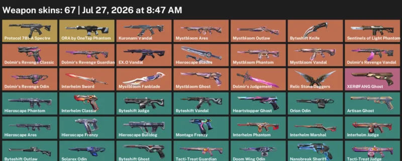 Valorant Accounts listing: LVL 193 · Byteshift Knife & Interhelm Sword · 67 Skins - Silver 3, 67 skins