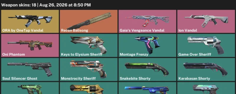 Valorant account inventory for LVL 226 · Ion Vandal & Gaia's Vengeance Vandal