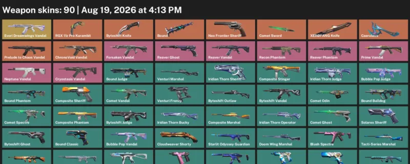 Valorant account inventory for LVL 130 · RGX 11z Pro Karambit & XerØFang Knife