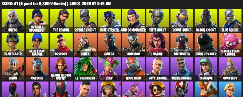 Fortnite account inventory for LVL 501 - Havoc - Sparkle Specialist - 41 Outfits
