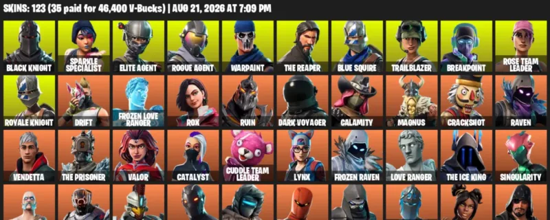 Fortnite account inventory for LVL 1494 - Black Knight - Sparkle Specialist - 123 Outfits