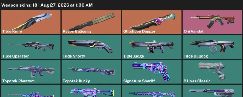 Valorant account inventory for LVL 94 · Glitchpop Dagger & Tilde Knife & 18 Skins Glitchpop Dagger