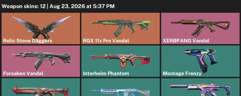Valorant account inventory for LVL 45 · Forsaken Vandal & Interhelm Phantom