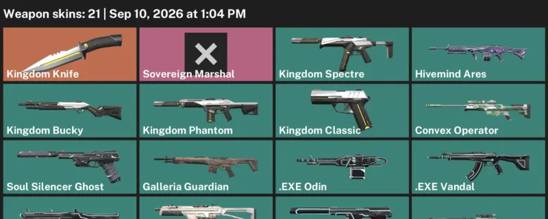 Valorant account inventory for LVL 20 · Kingdom Knife & Exe Vandal