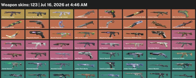 Valorant Accounts listing: LVL 125 · Elderflame Dagger & Champions 2022 Butterfly Knife · 123 Skins - Platinum 2, 123 skins
