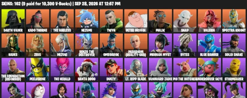 Fortnite account inventory for Darth Vader - Kado Thorne - 120 Outfits