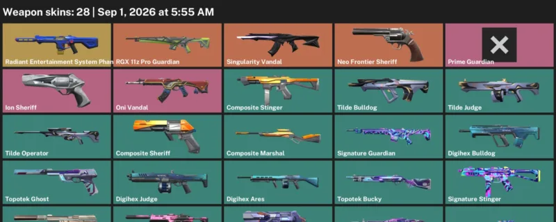 Valorant account inventory for LVL 64 · Composite Sheriff & Death Wish Sheriff