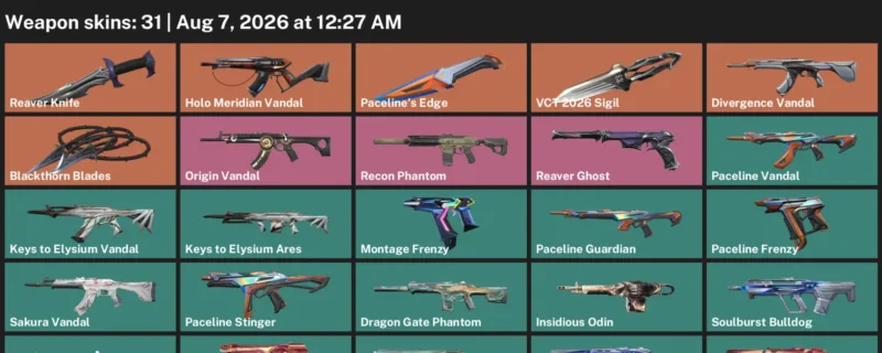 Valorant account inventory for LVL 66 · Reaver Knife & Divergence Vandal