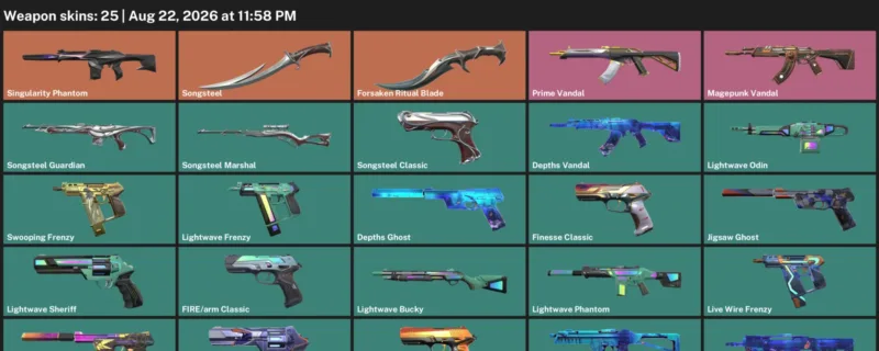 Valorant account inventory for LVL 201 · Forsaken Ritual Blade & Depths Vandal