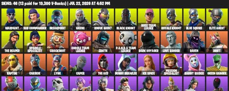 Fortnite Accounts listing: LVL 692 - Warpaint - Sub Commander - 46 Outfits - 46 outfits