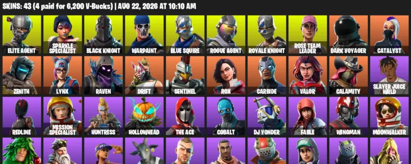 Fortnite account inventory for LVL 410 - Elite Agent - Sparkle Specialist - 43 Outfits