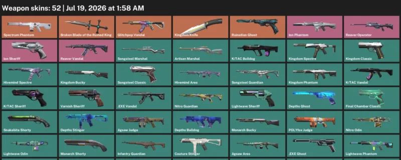 Valorant Accounts listing: LVL 51 · Broken Blade of the Ruined King & Kingdom Knife · 52 Skins - Silver 2, 52 skins