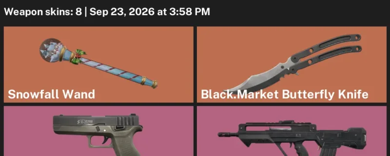 Valorant account inventory for LVL 18 · Black.Market Butterfly Knife & Infantry Operator