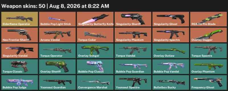 Valorant account inventory for LVL 92 · Arcane Vandal & Overlay Dagger & RGX 11z Pro Blade