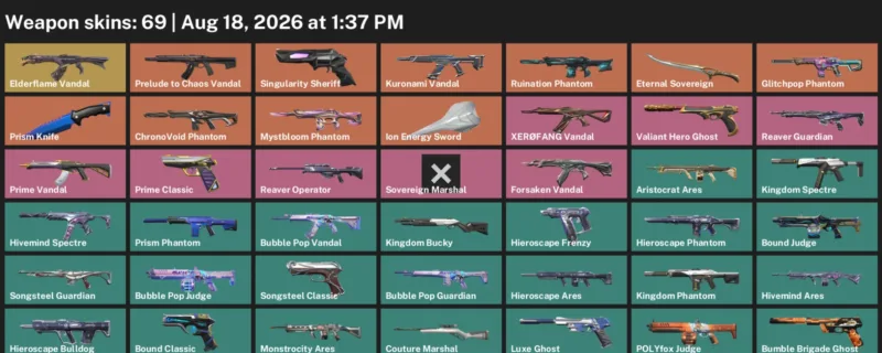 Valorant account inventory for LVL 100 · Ion Energy Sword & Prism Knife & 69 Skins Ion Energy Sword