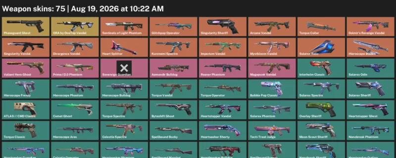 Valorant account inventory for LVL 236 · Arcane Vandal & Cmd Classic