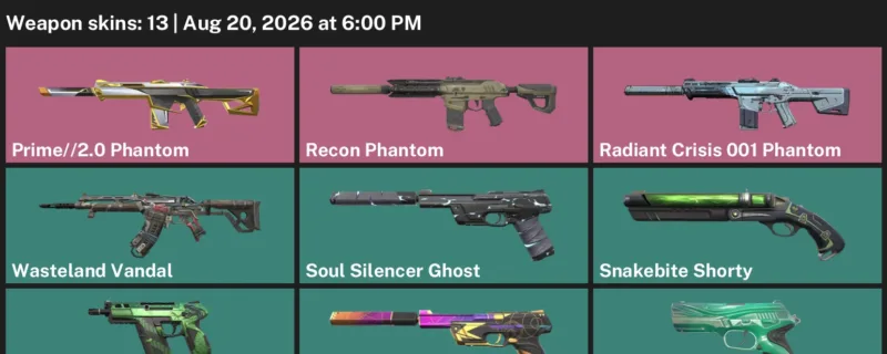 Valorant account inventory for LVL 130 · 2.0 Phantom & Radiant Crisis 001 Phantom