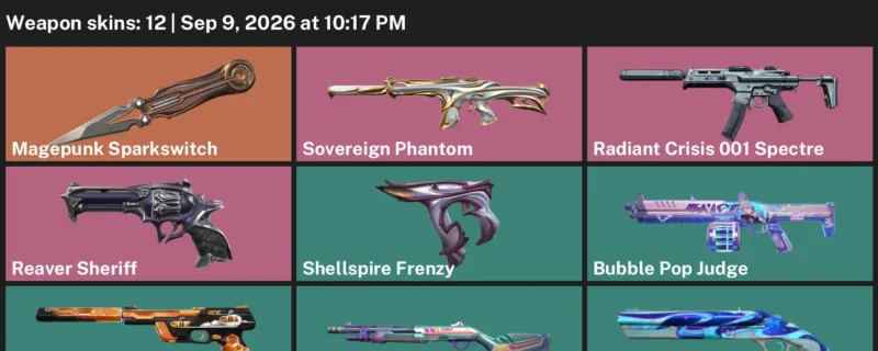Valorant account inventory for LVL 15 · Magepunk Sparkswitch & Bubble Pop Judge