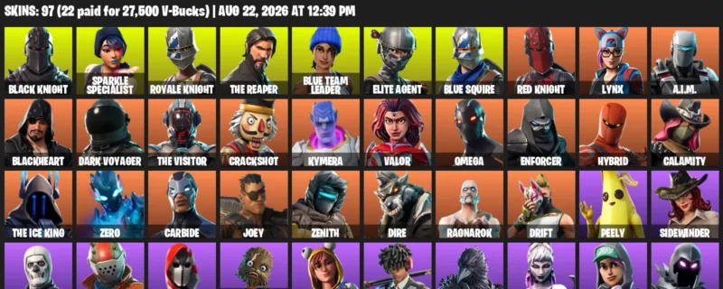 Fortnite account inventory for LVL 1850 - Black Knight - Sparkle Specialist - 97 Outfits